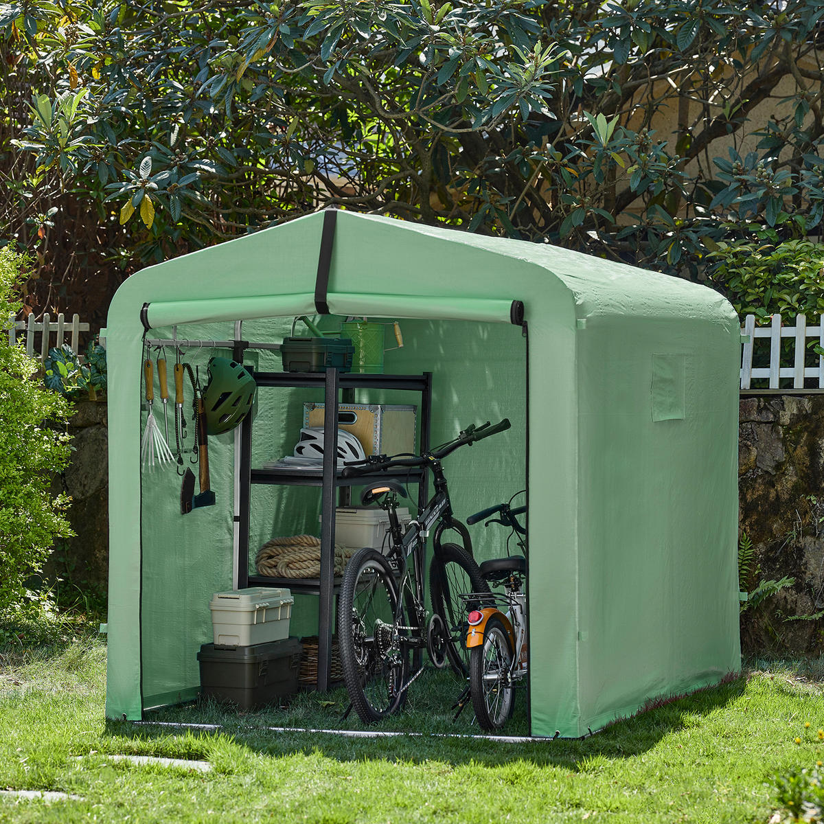 FAHRRADGARAGE Grün, 159x165x219cm - Grün, Metall (159/165/219cm) - SoBuy