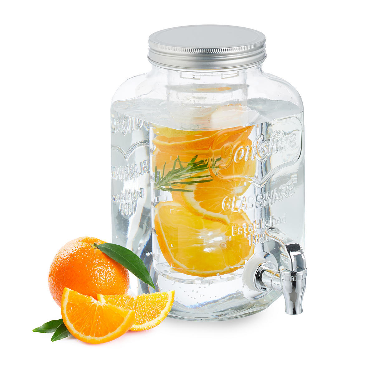 GETRÄNKESPENDER - Transparent, Glas/Kunststoff (4L) - Relaxdays