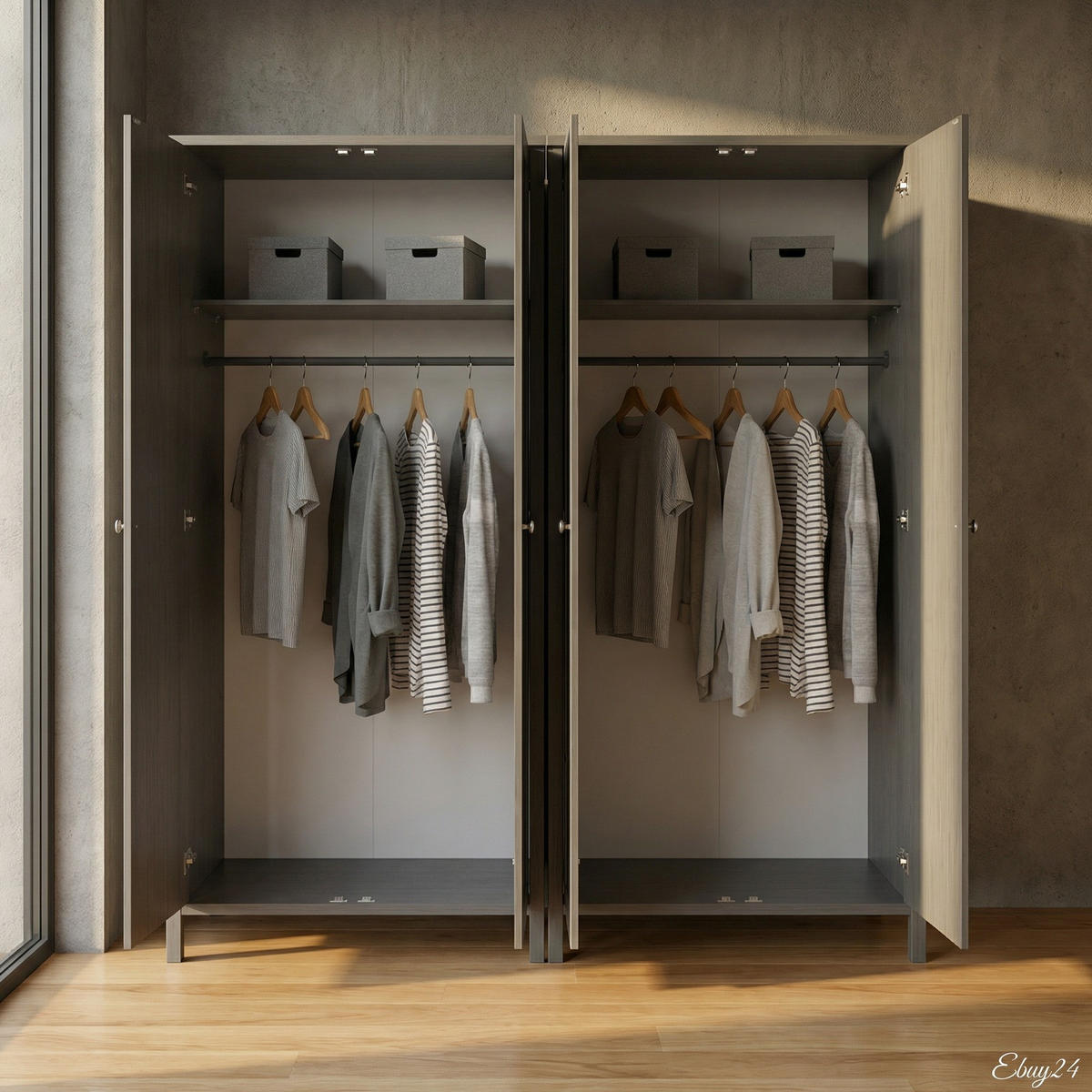 KLEIDERSCHRANK Tromsø Grau lackiert 178/50/195 cm - Grau, Holzwerkstoff (178/195/50cm) - ebuy24