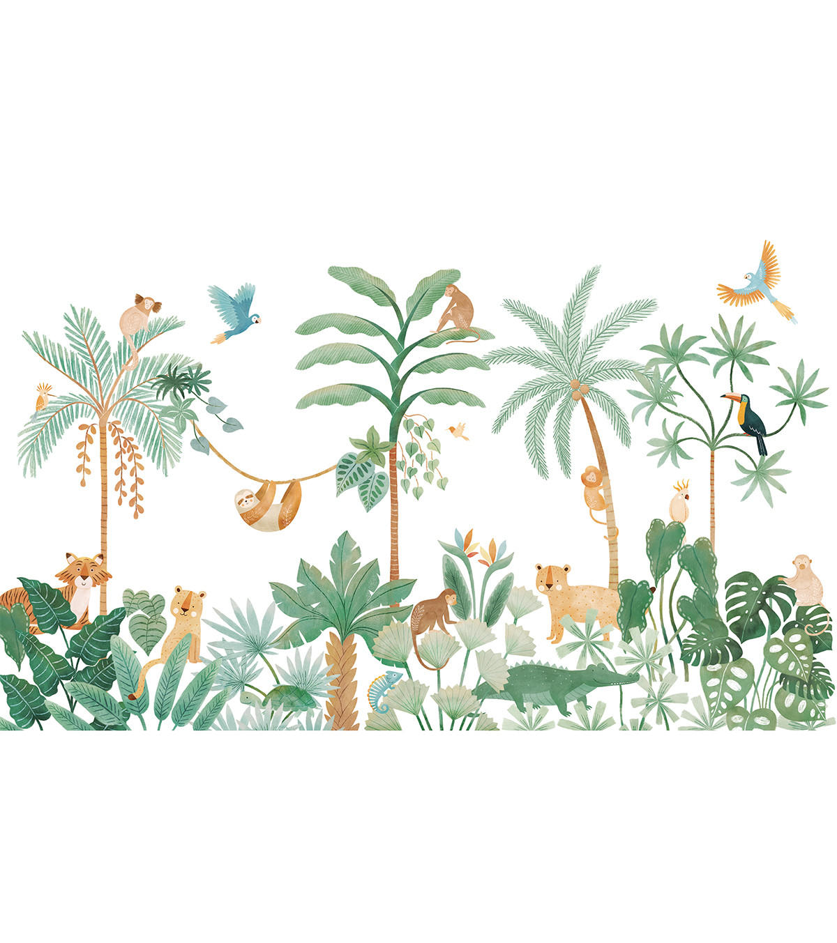 VLIESTAPETE Yatsuni Dschungel Tiere 4 m x 3 m, grün - Waldgrün/Jadegrün, Papier (300/400cm) - Lilipinso
