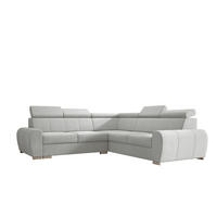 ECKSOFA APOLLO KN09, Eckcouch in L-Form mit Schlaffunktion, Farbe: Hellgrau, Velourstoff, Ottomane Rechts - Hellgrau, Textil (255/255cm) - O-Sofa