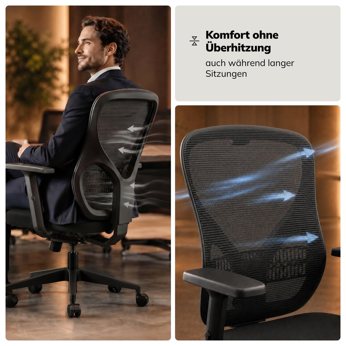 BÜROSTUHL ORBIT - Schwarz, Textil (52/109.5/47.5cm) - Jan Nowak