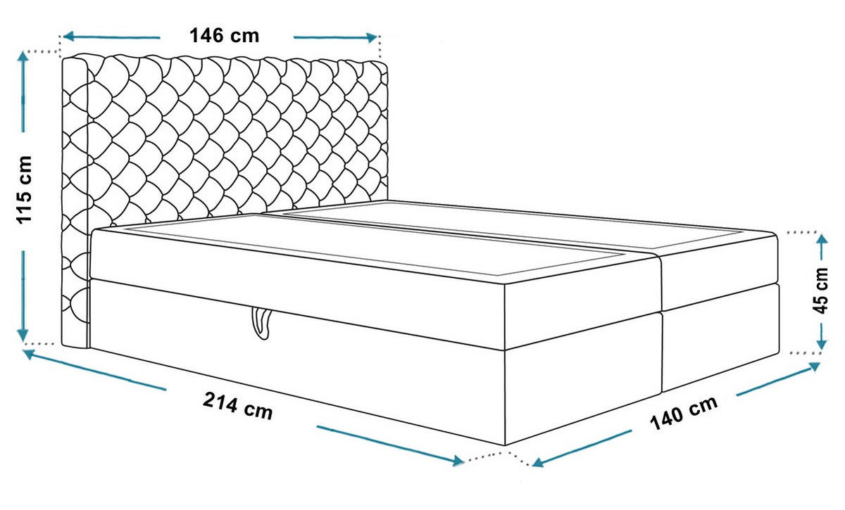 BETT Grafit FOX 8 140x200 cm - Graphitfarben, Textil (140/200cm) - Sepro Meble