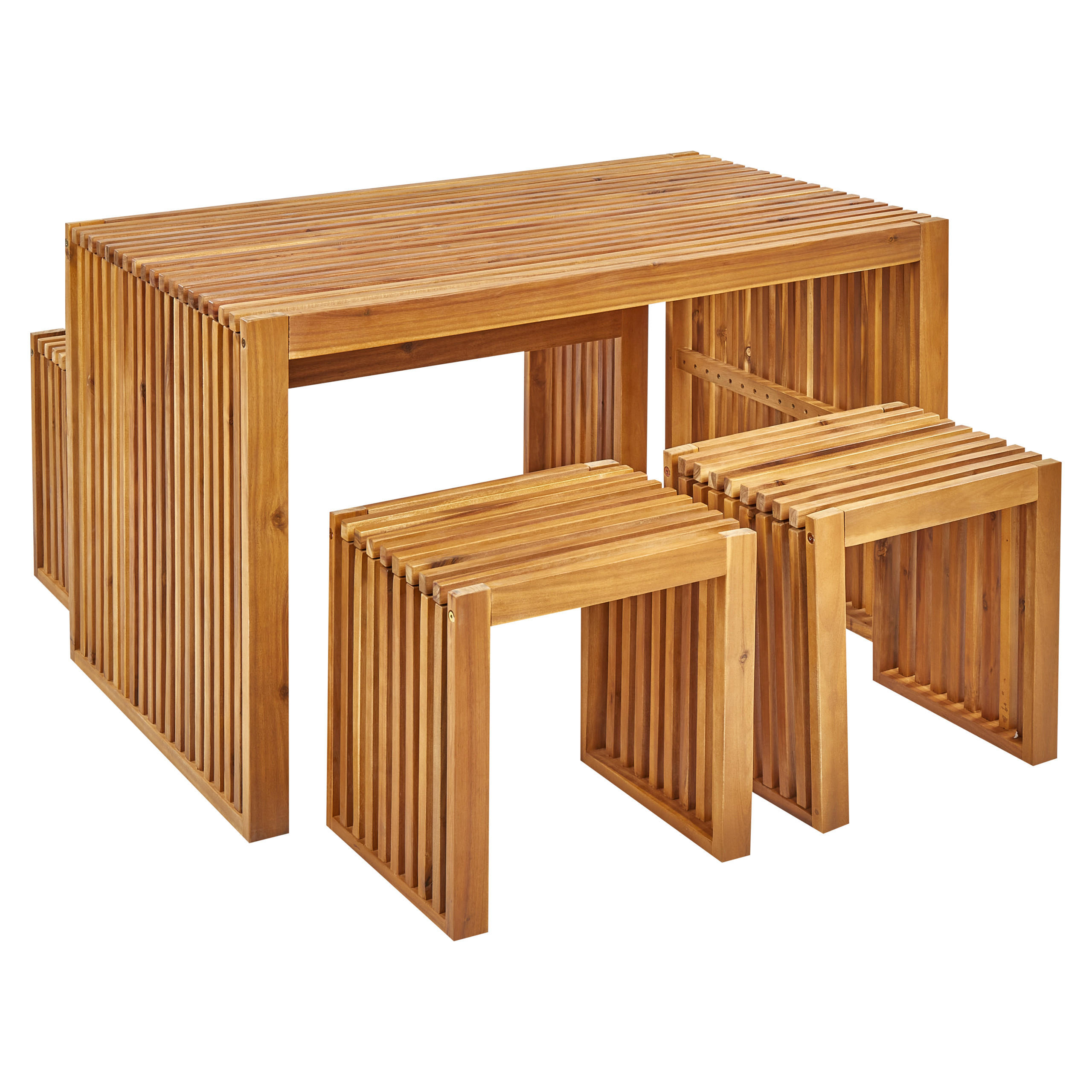 MOBILIER DE GRADINA set cu 4 locuri lemn de salcam maro deschis 4 piese Bellano