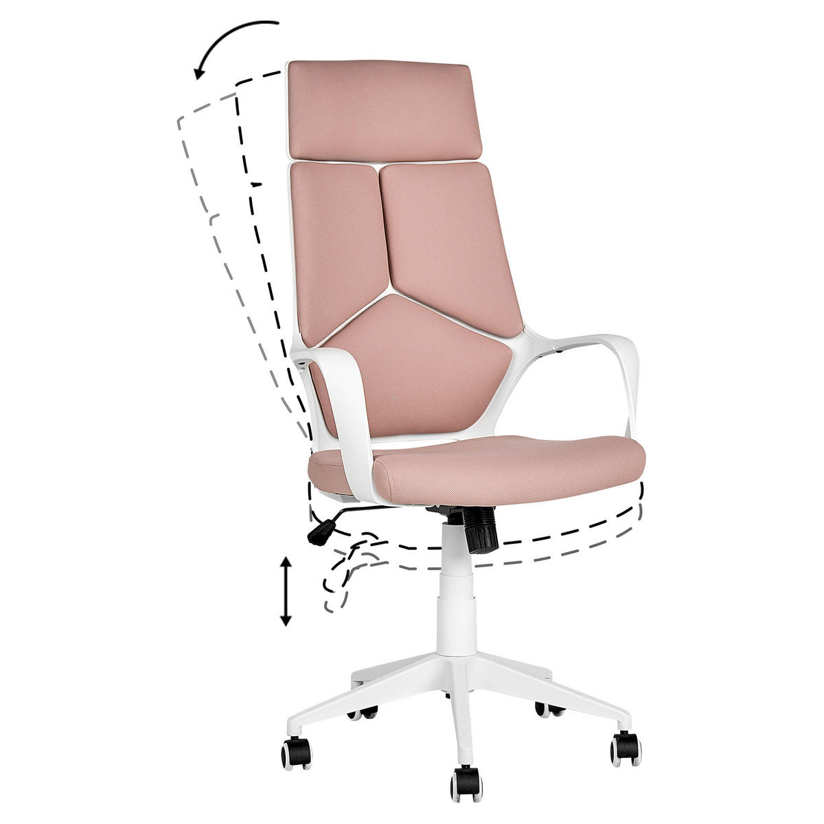 BÜROSTUHL Polyester Rosa Delight - Pink, Kunststoff/Textil (64/116/64cm) - Beliani