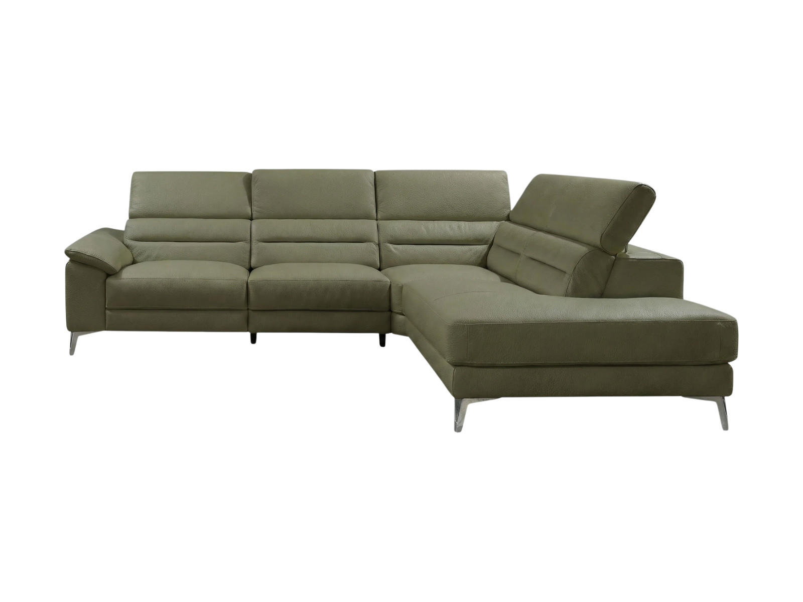 ECKSOFA Tucano Echtleder Olivgrün - Olivgrün, Leder/Metall (258/232cm)