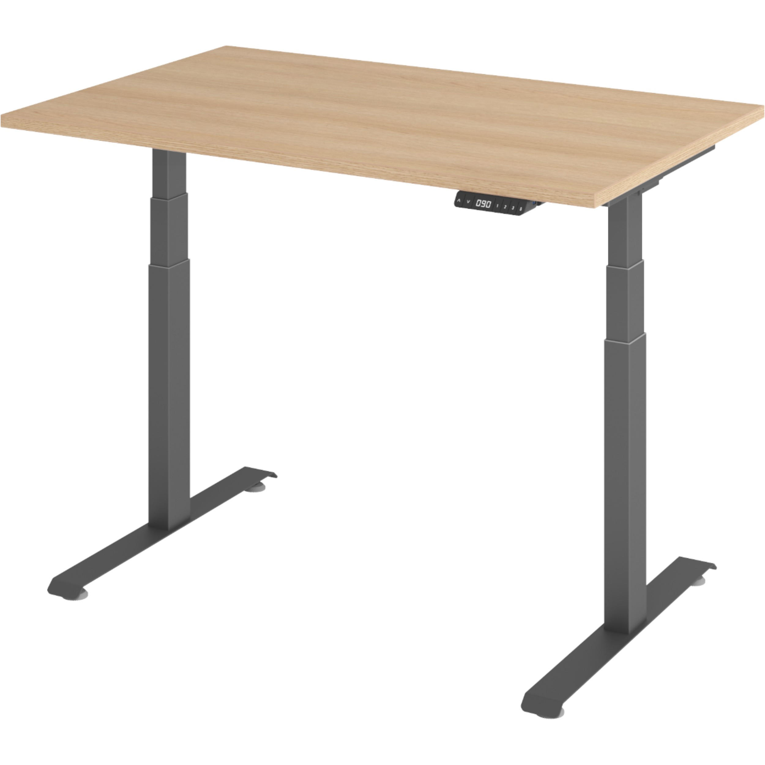 SCHREIBTISCH elektrisch 80/120/74 cm in Eichefarben/Graphitfarben - Eichefarben/Graphitfarben, Holzwerkstoff (80/120/74cm) - bümö