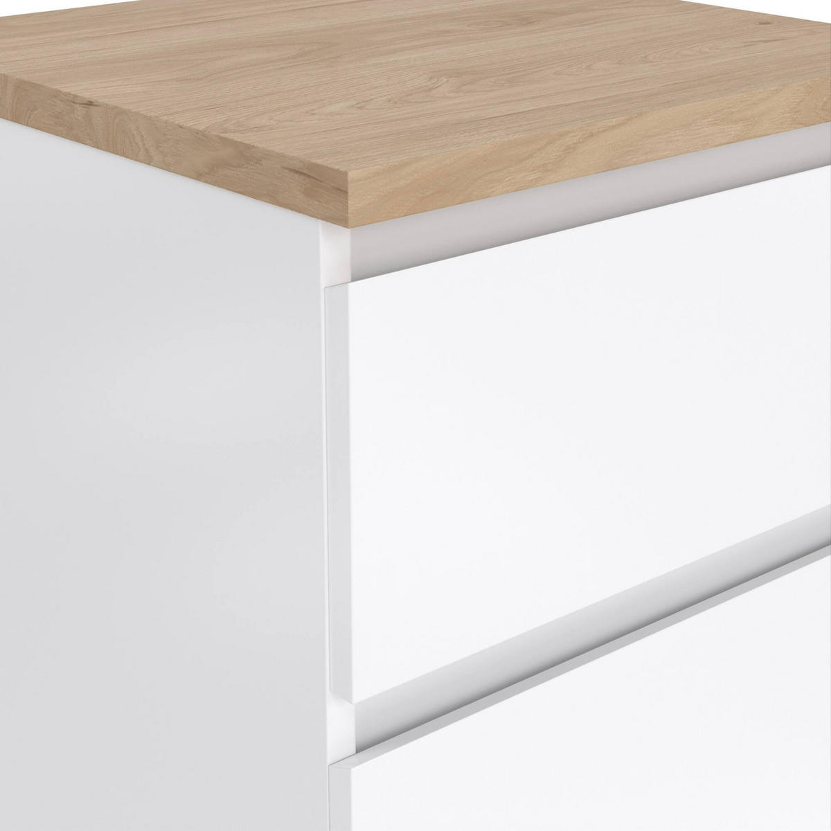 NACHTTISCH Glänzendes Weiß, Eiche 40/40.4/70.1 cm - Weiß, Holzwerkstoff (40.4/70.1/40cm) - DMORA