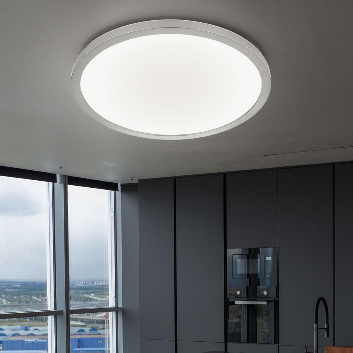 LED DECKENLEUCHTE Sapana Weiß Opal - Weiß, Kunststoff (42/42/2.5cm) - Globo Lighting