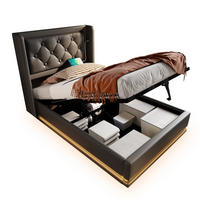 POLSTERBETT 90/200 cm Schwarz mit Bettkasten, LED-Beleuchtung und USB-/Type-C - Schwarz, Kunststoff (90/200cm) - Flora Grace