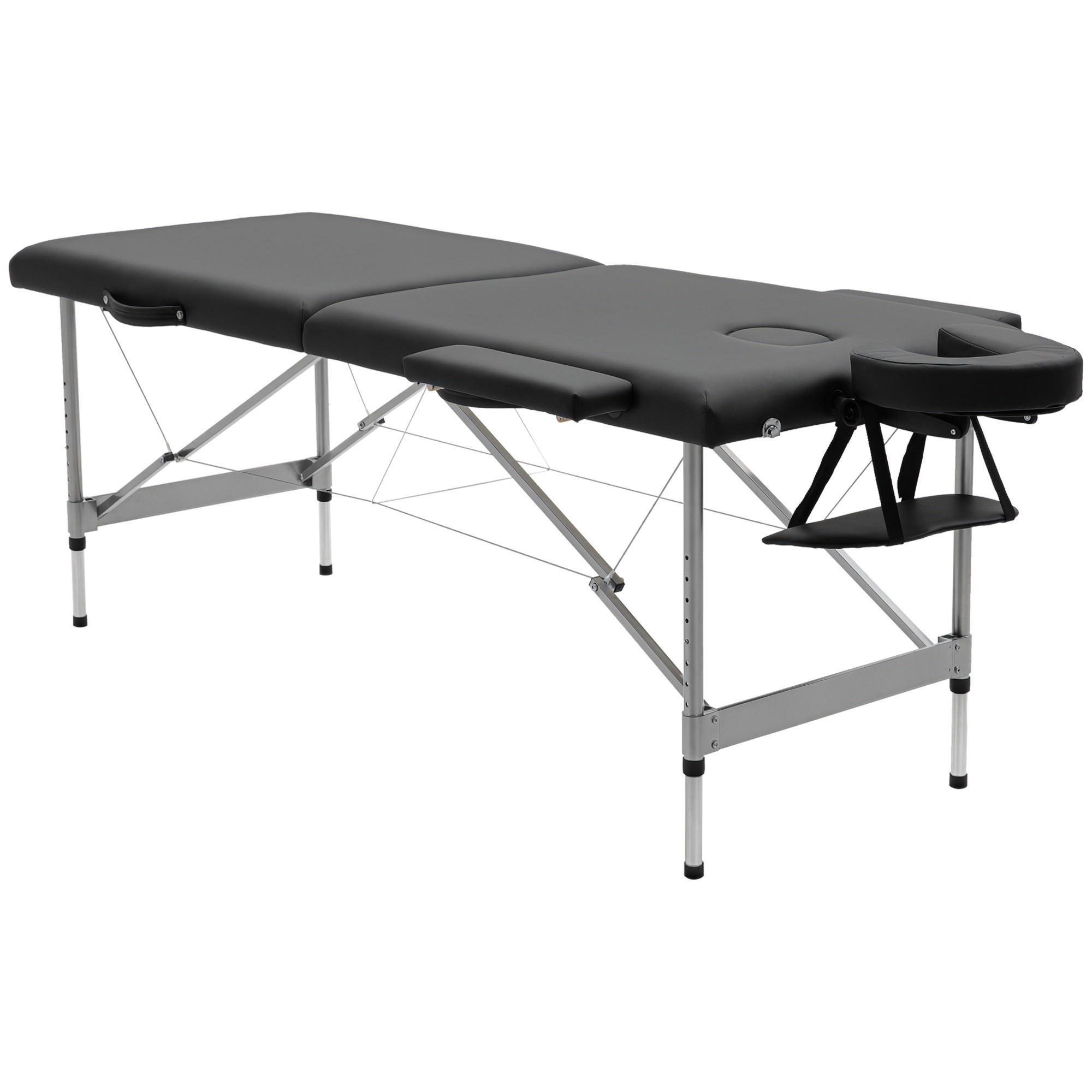 MASSAGELIEGE klappbar Massagebett max. 130 kg Belastbar Kunstleder, Schwarz - Schwarz, Metall (70/82/185cm) - HOMCOM