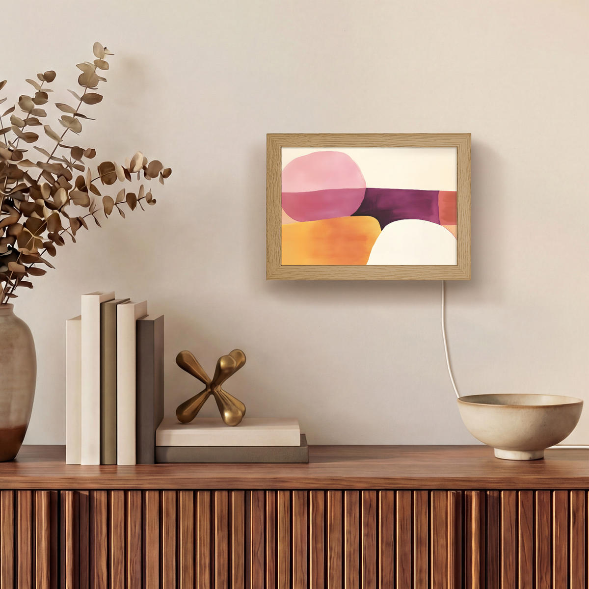 NÁSTĚNNÁ LAMPA Tvary - abstraktní - barevné 20x15 cm - růžová, kompozitní dřevo (20/15/8cm) - OnlyWow
