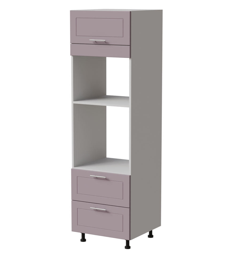 BACKOFENUMBAUSCHRANK Bari D14/RU/2 284 Weiß / RAL 4009 pastellviolett 60 / 59 / 207cm HETTICH Vollauszug - Violett/Weiß, Holz/Holzwerkstoff (60/207/59cm) - Feldmann-Wohnen