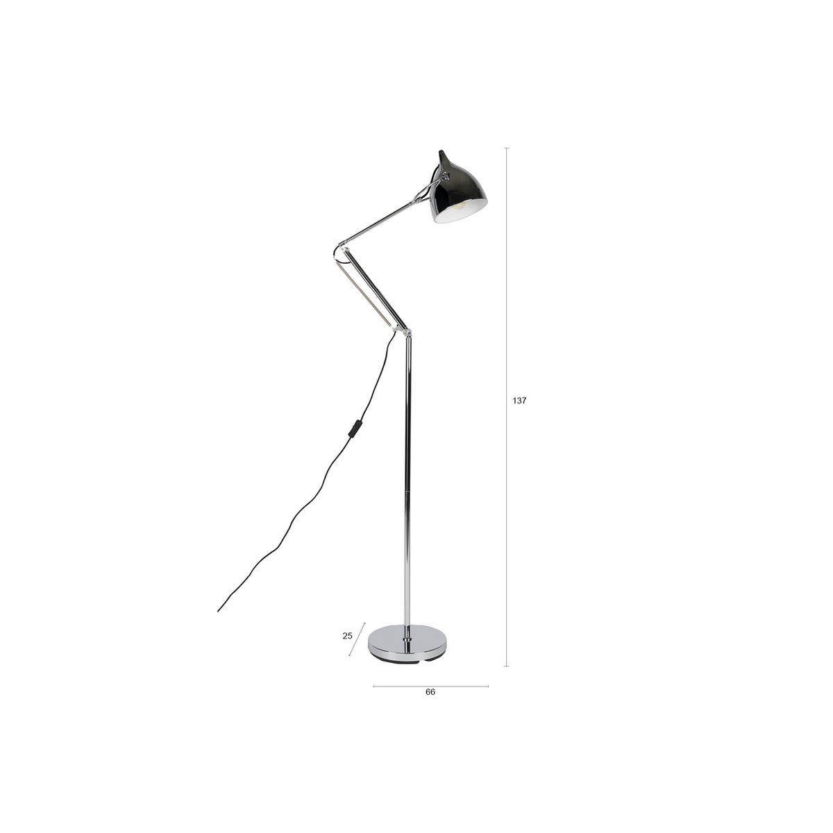 STEHLAMPE Reader Chrom - Silberfarben, Metall (66/25/137cm) - Zuiver