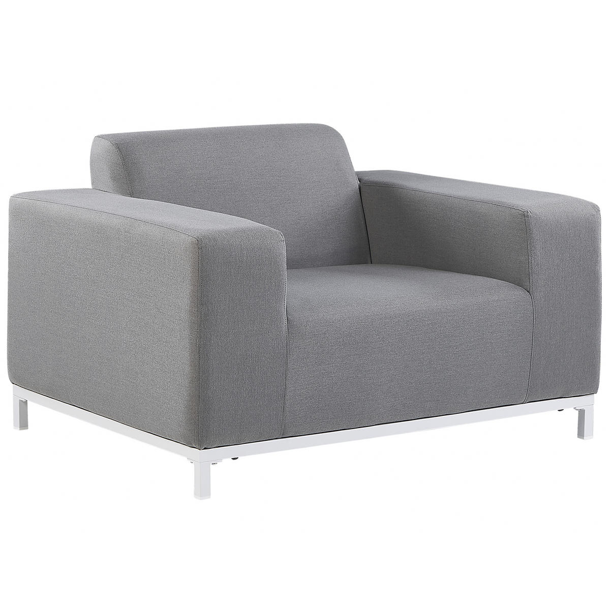 GARTENSESSEL 2er-SET grau/weisses Gestell Rovigo - Weiß/Grau, Textil (105/68/84cm) - Beliani