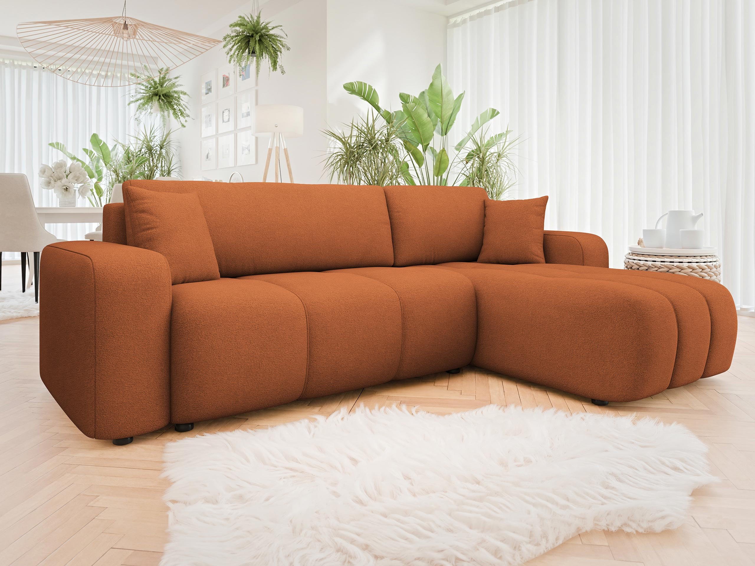 ECKSOFA Furyn - Schwarz/Orange, Holz/Kunststoff (244/145cm) - MIRJAN24
