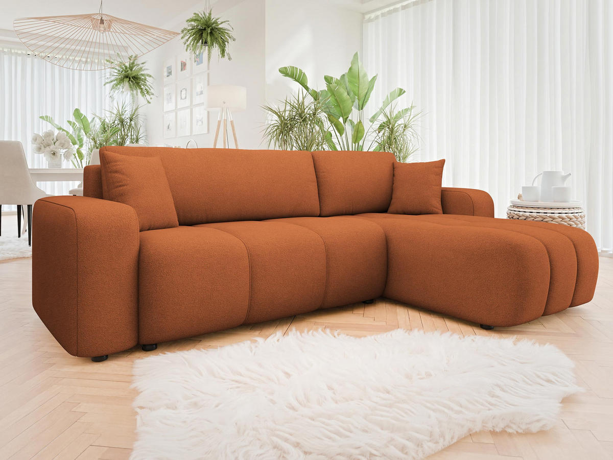 ECKSOFA Furyn - Schwarz/Orange, Holz/Kunststoff (244/145cm) - MIRJAN24