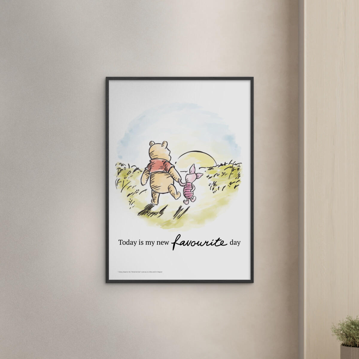 POSTER mit Rahmen Disney - Winnie the Pooh - Friendship Sunset - Multicolor/Schwarz, Holz/Papier (30/40cm) - Poster&Frame