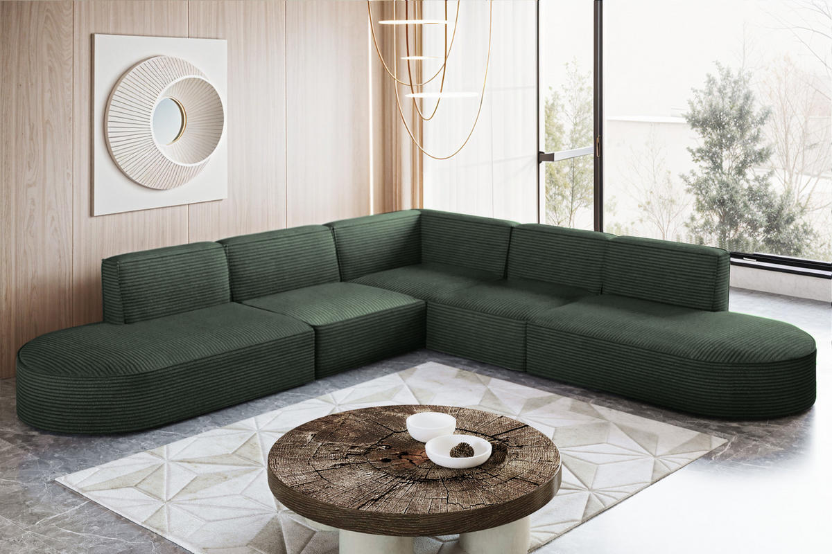 ECKSOFA Designer Corner MODENA stoff Poso, viele Farben Grün - Grün, Holzwerkstoff (285/285cm) - Kaiser Möbel