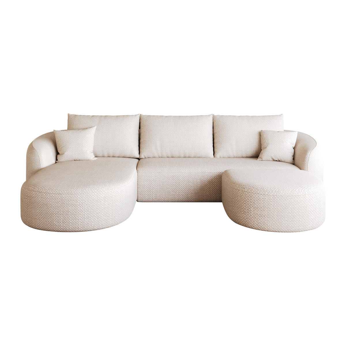 WOHNLANDSCHAFT DE-34817 U-Form 2-Sitzer Chaiselongue links Weiß - Weiß, Textil (168/85/336cm) - ComfortXL