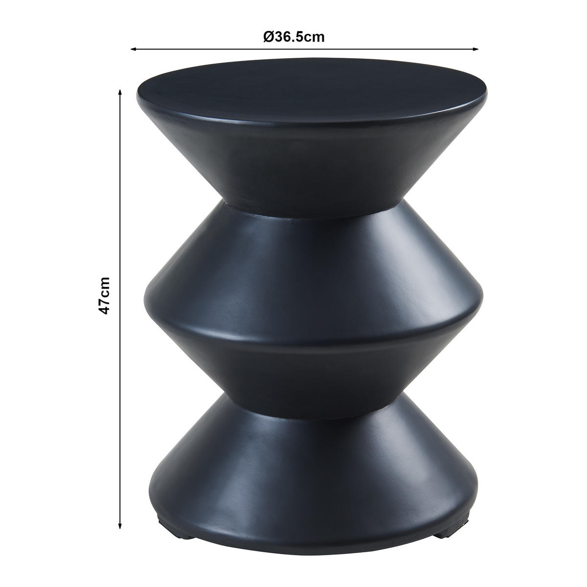 ODKLÁDACÍ STOLEK Kyppeslo - černá, kámen (36.5/36.5/47cm) - [en.casa]