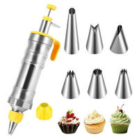 GARNIERSPRITZEN Set Edelstahl mit 6 Tüllen - Gelb, Metall (8.5/6/28cm)