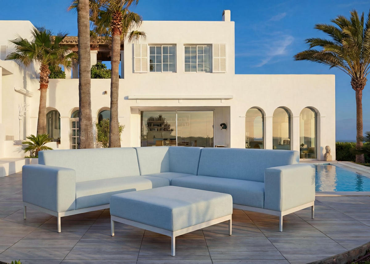 ALU-GARTEN-GARNITUR Hellblau - Hellblau, Textil - MCW