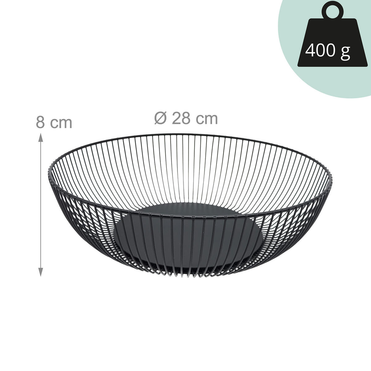 OBSTSCHALE - Schwarz, Metall (8cm) - Relaxdays