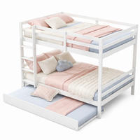 ETAGENBETT 140/200 mit Ausziehbett und hohen Geländern in Weiß - Weiß, Holzwerkstoff (140/200cm) - EVRYAE