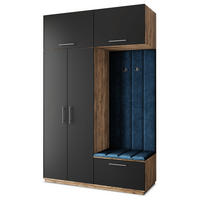 GARDEROBENSCHRANK REMA 150/240/60 cm Modern Garderobe-Set Eiche Lefkas - Blau/Eichefarben, Holzwerkstoff (150/240/60cm) - MASSENO