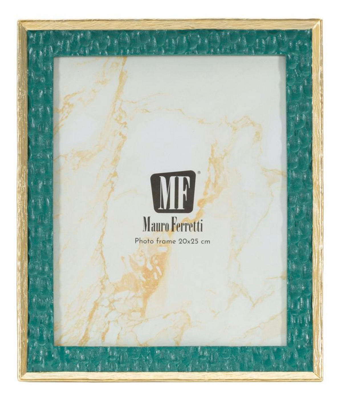 BILDERRAHMEN Grent, Fotoformat 20 x 25 cm, grün und goldfarben, Polyresin und Glas, Rahmen 25,3 x 2 x 30,3 cm - Goldfarben/Grün, Glas/Kunststoff (25.3/30.3/2cm) - Mauro Ferretti