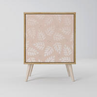 SIDEBOARD LEAVES ON BEIGE, Eichefarben, 57,5x42x77,5 cm, Schräge Buchenholzfüße - Eichefarben/Buchefarben, Holzwerkstoff/Buchenholz (57.5/77.5/42cm) - SpaceRebels