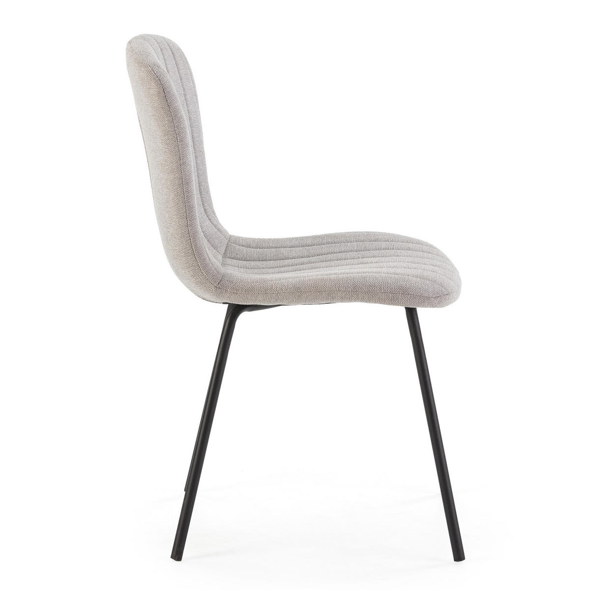 STUHL 4er-Set Lucky hellgrauer Stoff - Hellgrau, Textil/Metall (46/85/57cm) - VS Venta-stock