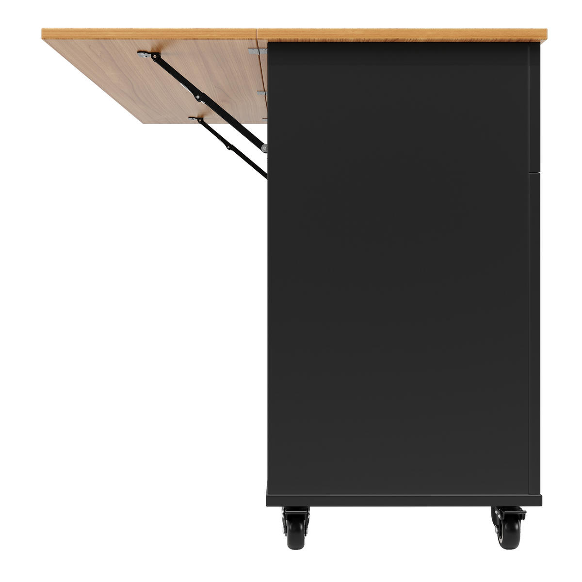 KÜCHENINSEL Ausziehbar Stauraum Holzoptik Schwarz - Schwarz, Holzwerkstoff (133/88/37.3cm) - FLIEKS