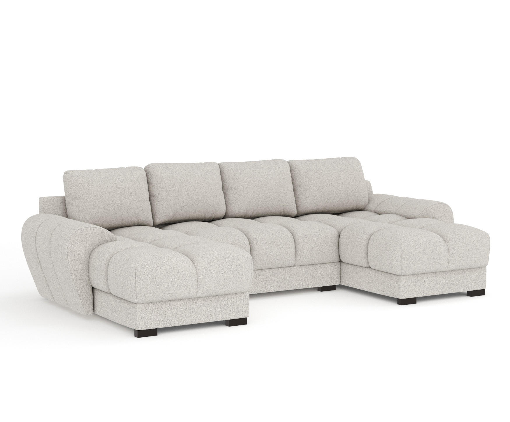 WOHNLANDSCHAFT Peebles Beige Webstoff - Beige/Schwarz, Holz/Holzwerkstoff (330/90/175cm) - Maison de Reve