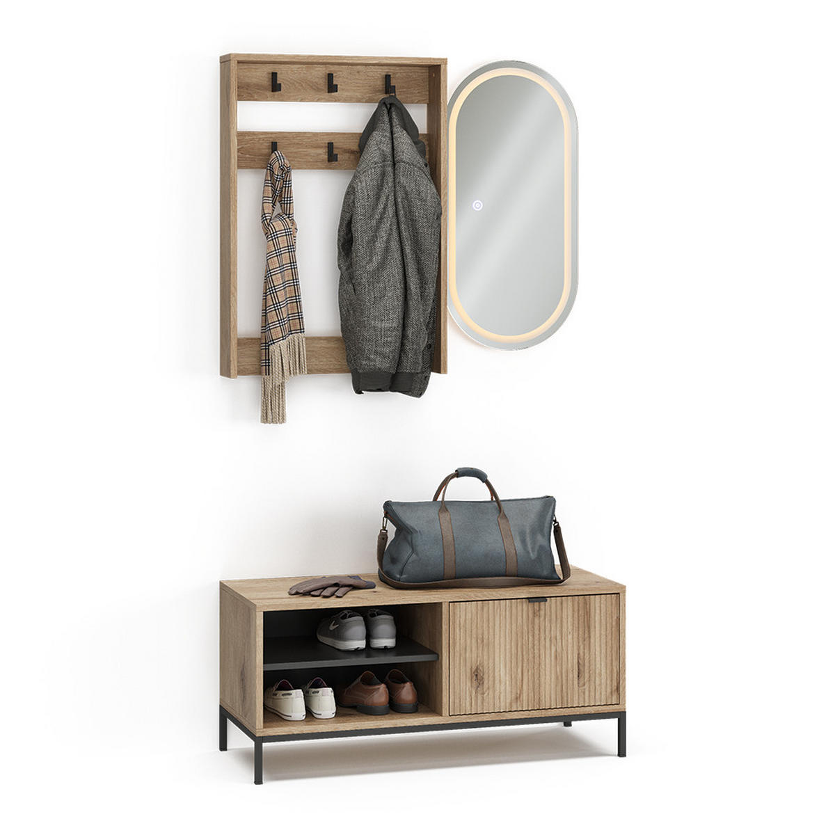 GARDEROBE Eliza Viking Oak 100 x 45 cm Set, 3 Teile - Eichefarben, Holzwerkstoff (100/45/40cm) - Vicco