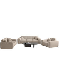 SOFASET Celes Premium 3-2-1 In Opera - Sandfarben, Holzwerkstoff/Textil (225/73/88cm) - Fun Möbel