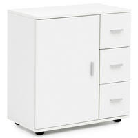 BADSCHRANK Weiß 60x65,5x33 cm mit Tür und Schubladen - Schwarz/Weiß, Holzwerkstoff (60/66/33cm) - KADIMA DESIGN