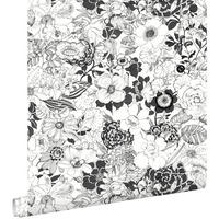 TAPETE Blumen 53 cm x 10.05 m - Schwarz, Papier (53/1000cm) - ESTAhome