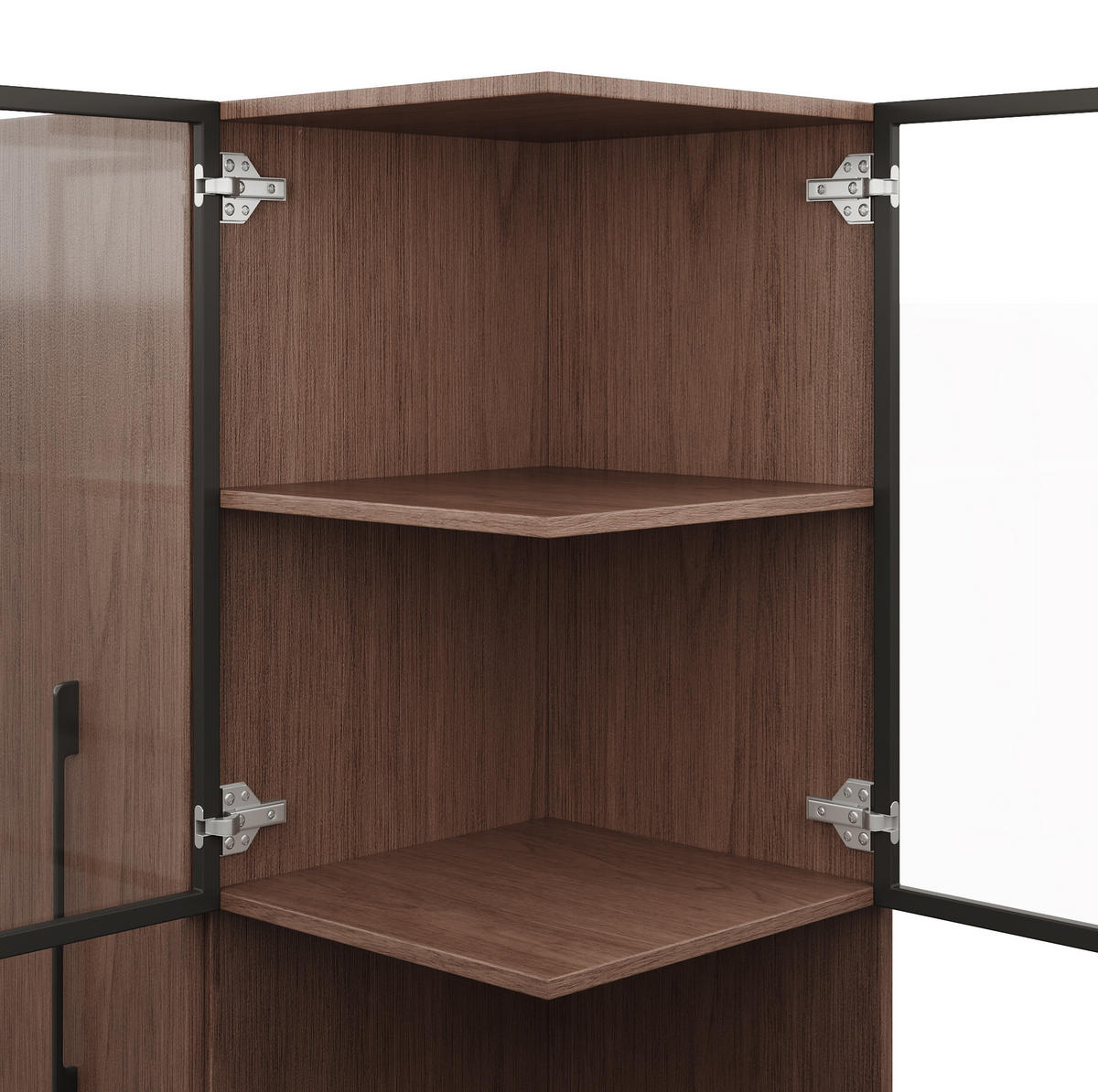 VITRINE aus MDF & Glas 70x38x160cm in Walnussfarben mit LED - Walnussfarben, Holzwerkstoff (70/160/38cm) - Modfu