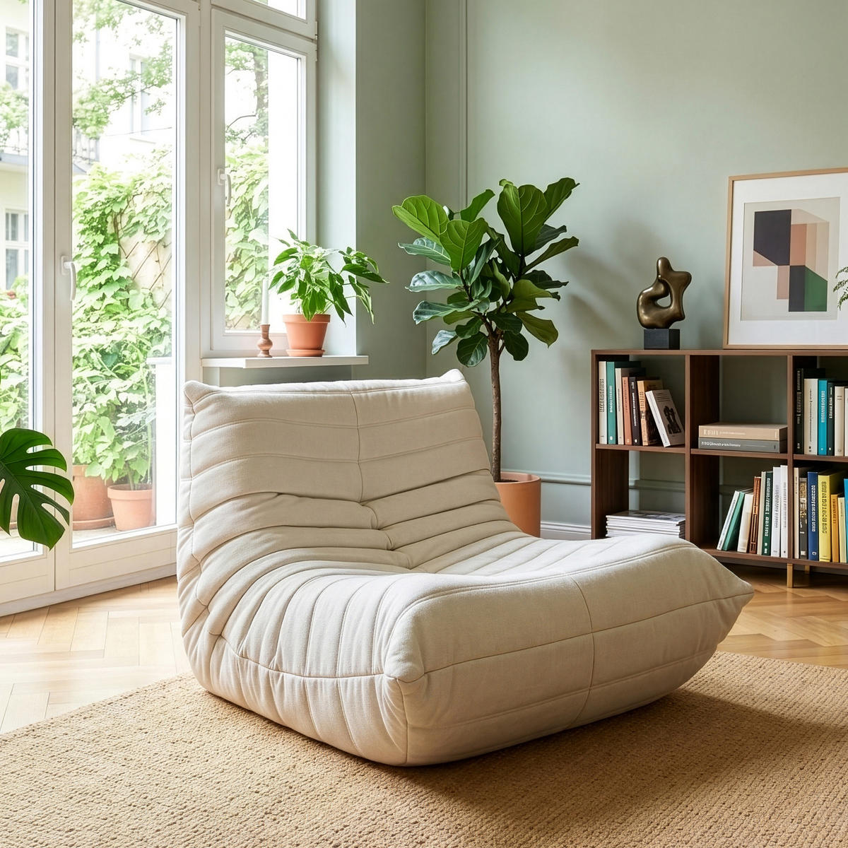BODENSESSEL Kodsø - Beige, Textil (90/75/100cm) - [en.casa]