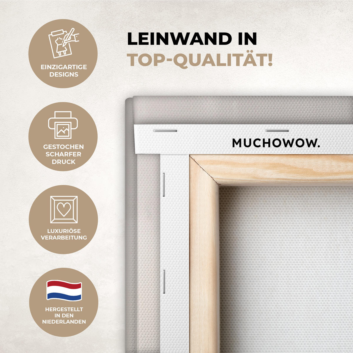 LEINWANDBILD Moderne Kunst - Abstrakt - Beige 90x140 cm - Beige, Textil (90/140cm) - MuchoWow