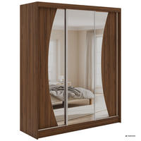 SCHWEBETÜRENSCHRANK mit Schubladen 180 - VERONA - Warmia Walnuss mit Spiegel - Walnussfarben/Alufarben, Holzwerkstoff/Metall (180/216/61cm) - MKS
