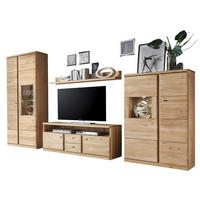 WOHNWAND Teilmassiv Ianisha 335x210x46 Wohnzimmerschrank Wildeiche Bianco geölt - Naturfarben, Holz (335/210/46cm) - 58aufmkessel