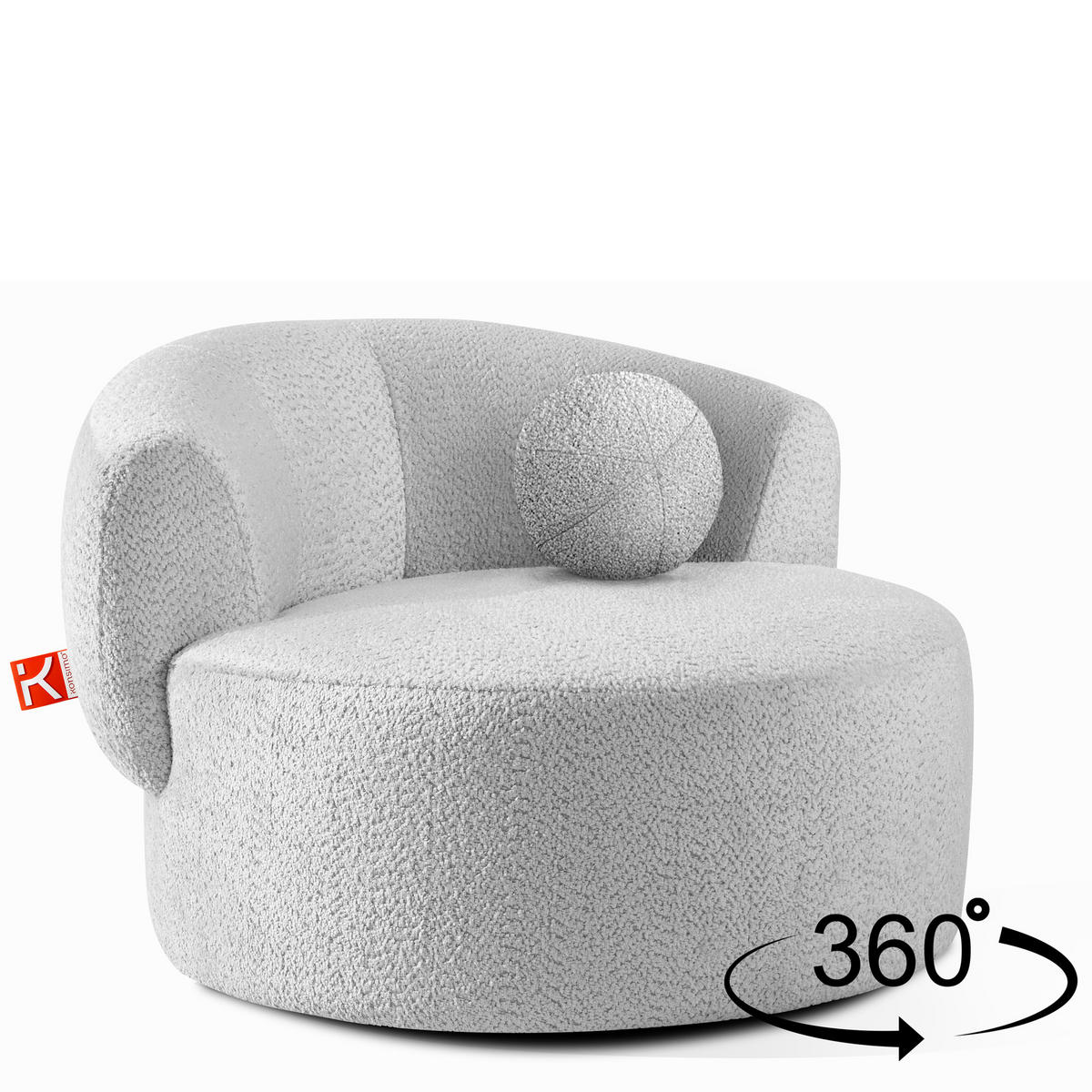 DREHSESSEL VIRA, Grau, Chenille - Schwarz/Grau, Holz/Holzwerkstoff (105/76/100cm) - KONSIMO®