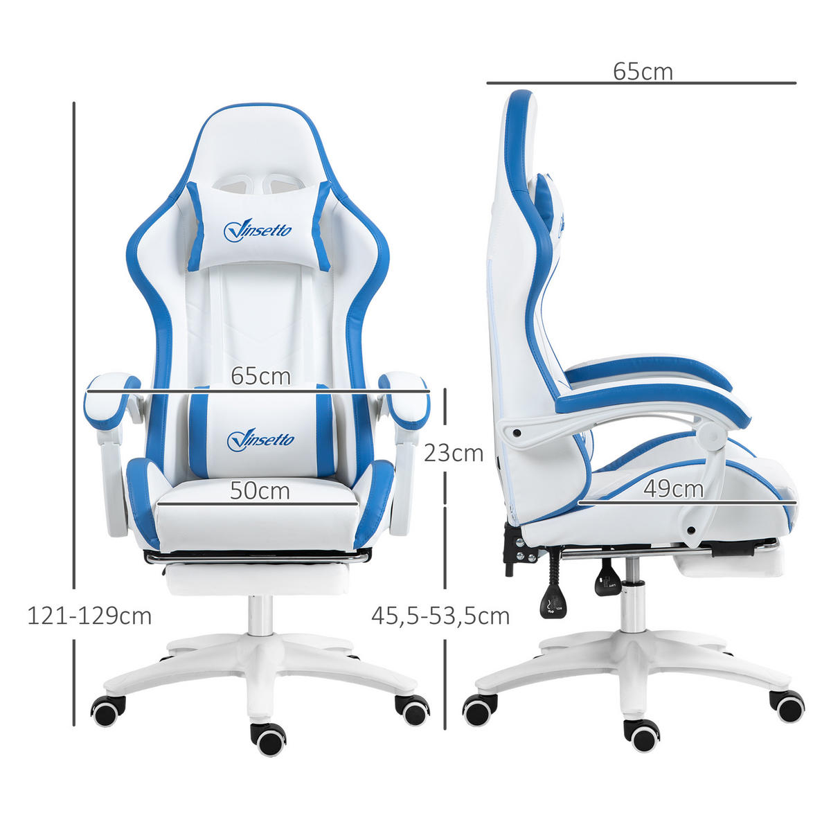 GAMING-STUHL Grau 65.0/65.0/129.0 cm - Grau, Kunststoff (65/129/65cm)