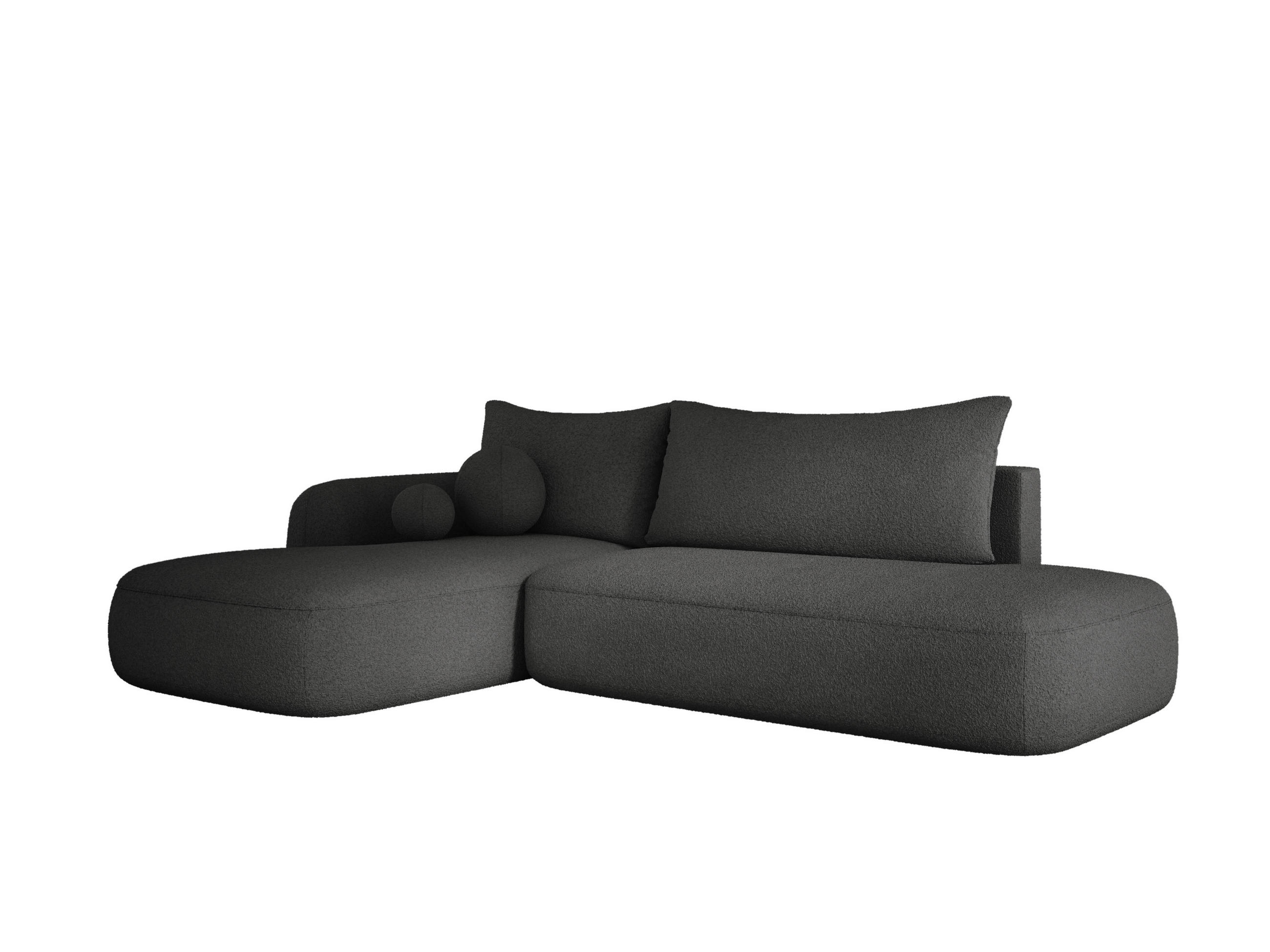 ECKSOFA BABU Mit Bettfunktion – Moderne Polsterecke Für Wohnzimmer Funktionales Schlafsofa Im Stoff NOW OR NEVER, 300x105x60cm, Linke, SCHWARZ - Anthrazit, Holz/Textil (190/300cm) - DomoHome