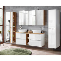 BADMÖBEL-SET 4-TLG. Toskana-56 - Weiß, Holzwerkstoff (260/200/46cm) - Lomado