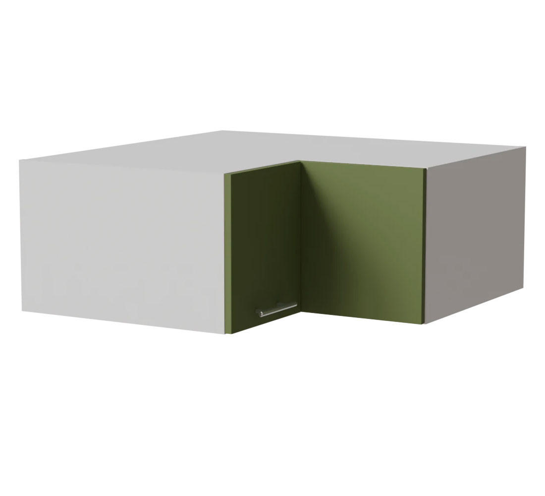 ECKAUFSATZSCHRANK Brerra W14/90/36 Weiß / RAL 6025 farngrün Matt 90 / 90 / 36cm - Weiß/Grün, Holz/Holzwerkstoff (90/36/90cm) - Feldmann-Wohnen