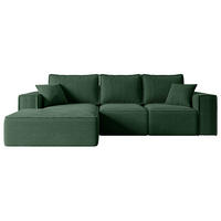 ECKSOFA mit Schlaffunktion und Bettkasten SERRA-L-S - 266x161x87 cm Grün Cord - Schwarz/Grün, Holzwerkstoff/Kunststoff (266/161cm) - ALTDECOR
